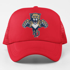 Red Mesh Trucker Hat with Panther Logo